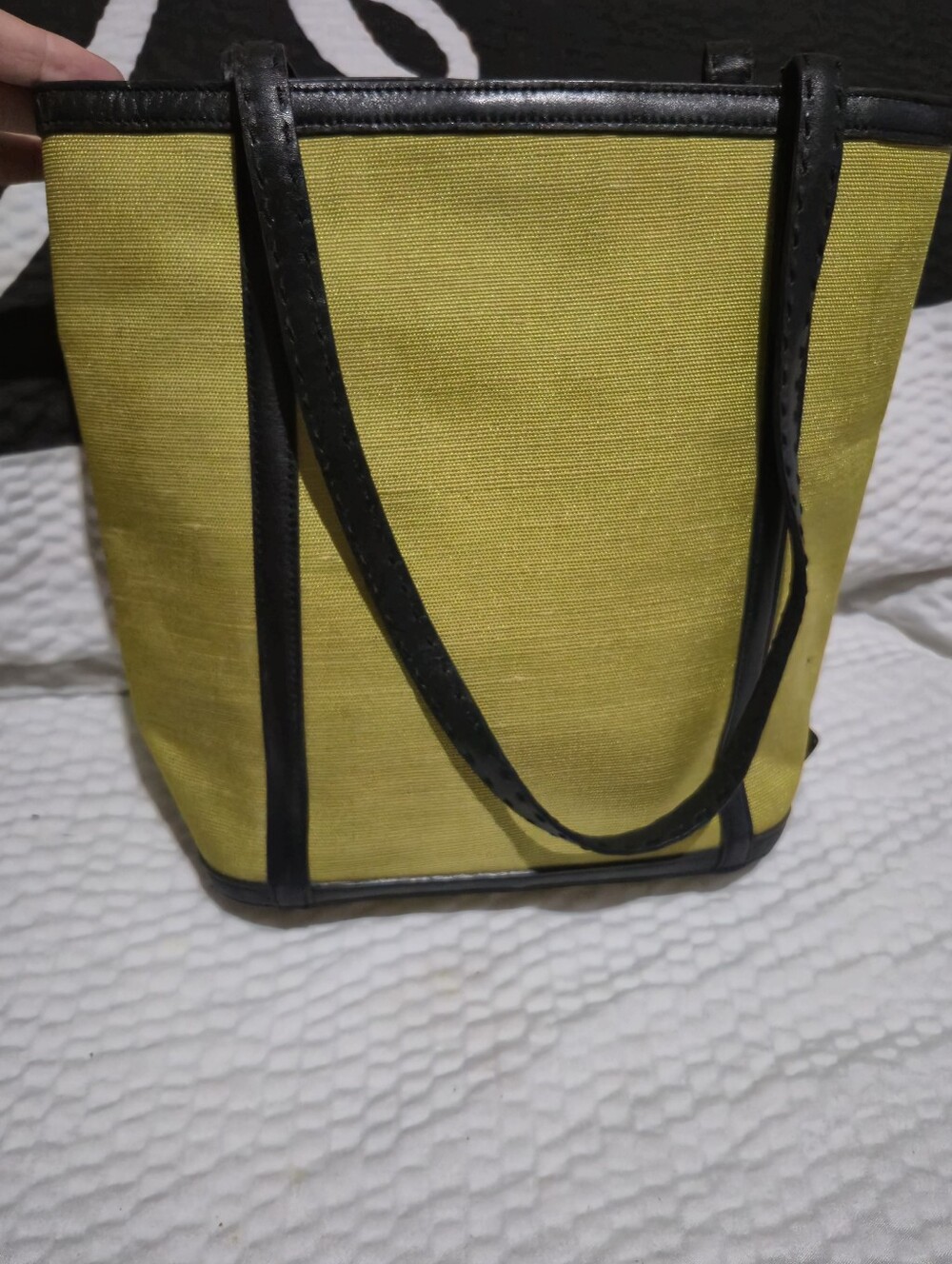 Maxx New York Yellow Canvas Tote with Black Trim
